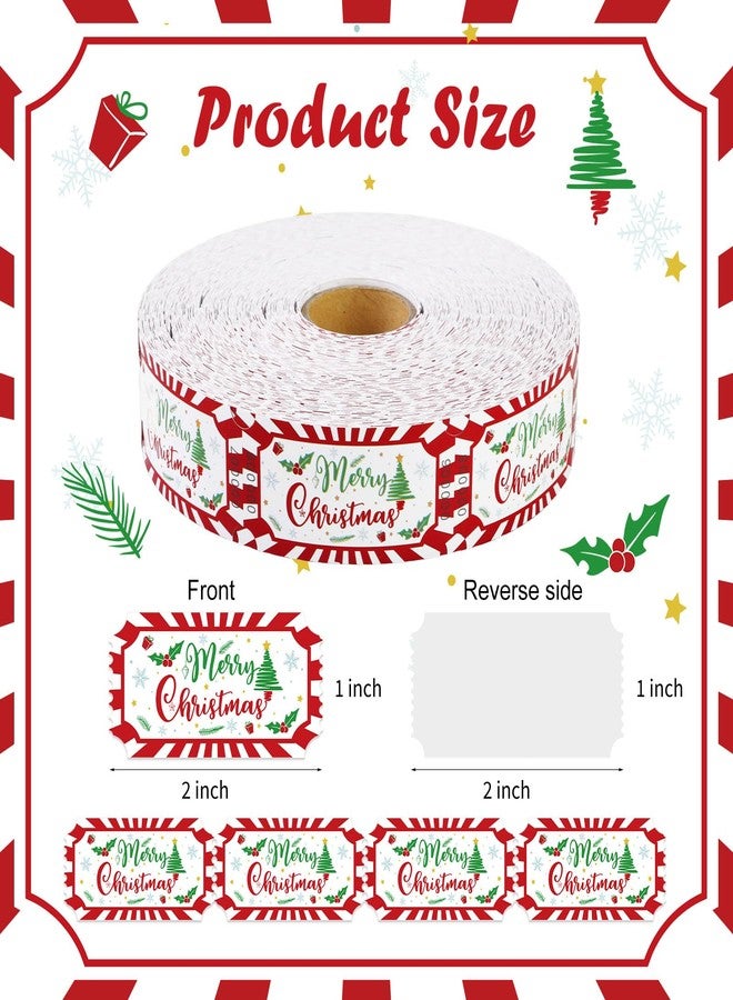 ABURRORI 1000 Pcs Merry Christmas Drink Ticket Single Raffle Tickets Roll Christmas Tree Free Meal Drink Ticket for Events Carnival Merry Xmas Themed Parties Leisure Reward - Image 2