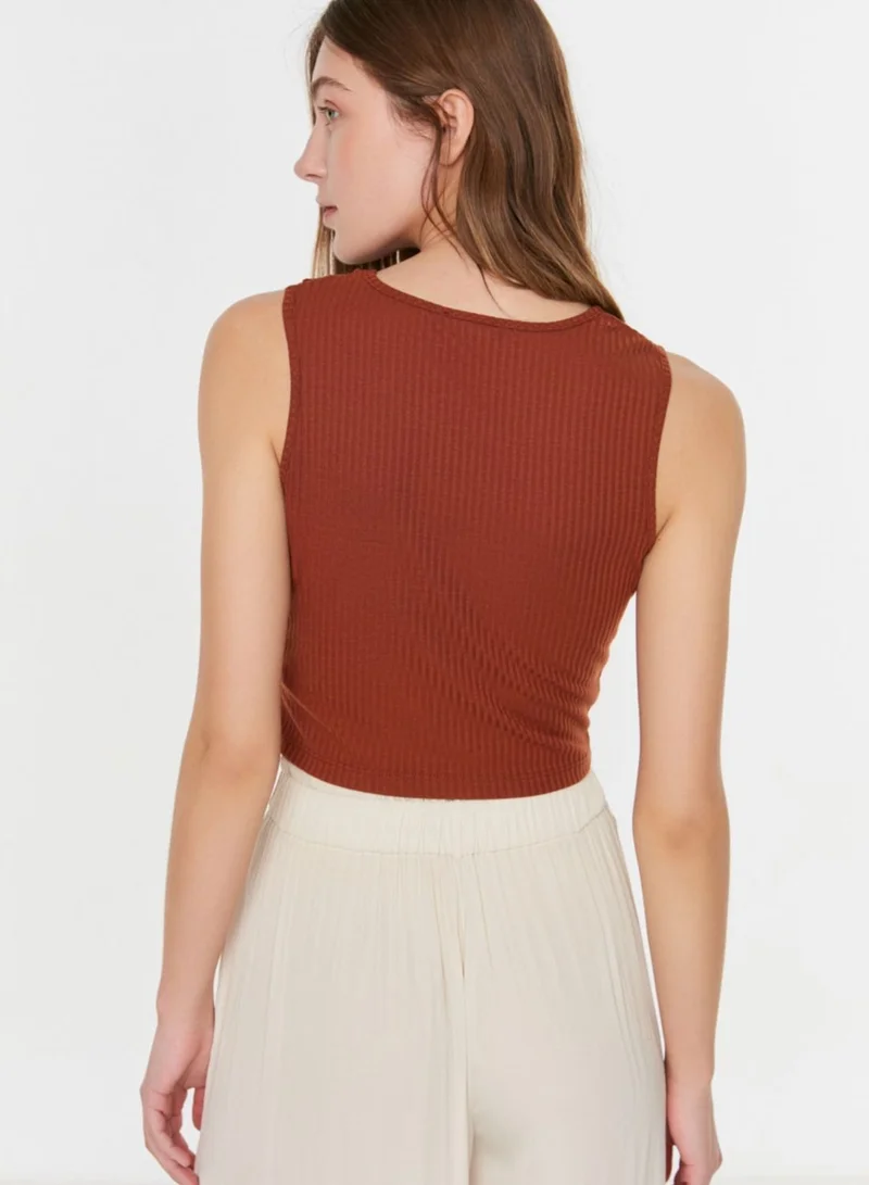 trendyol Cut Out Detail Ribbed Top