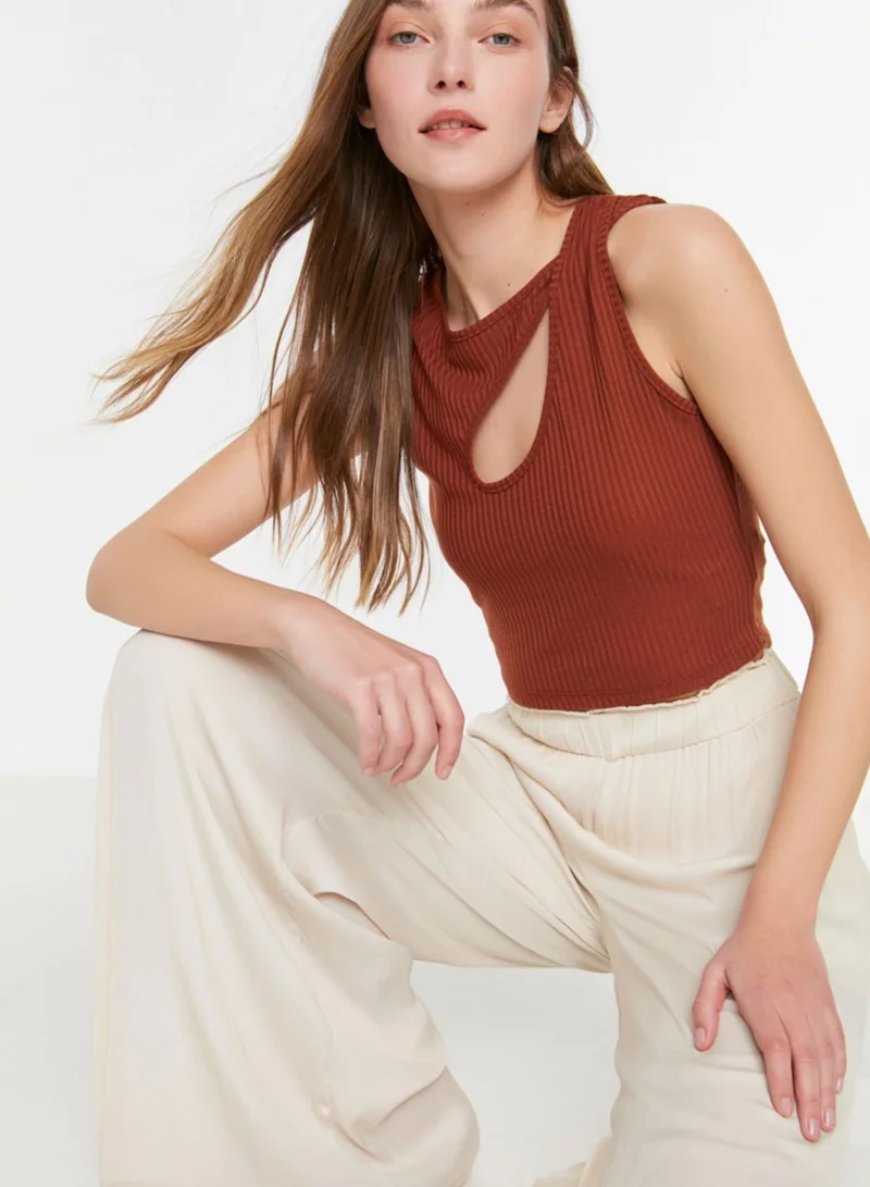trendyol Cut Out Detail Ribbed Top