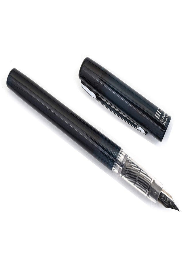 PLATINUM Prefounte Fountain Ink Pen with SS Fine Nib, Translucent Graphite Blue Barrel, Cap, Blue-Black Ink Cartridge Included, Slip & Seal Cap Design, Ideal For Adults Daily Use Beginners - Image 1