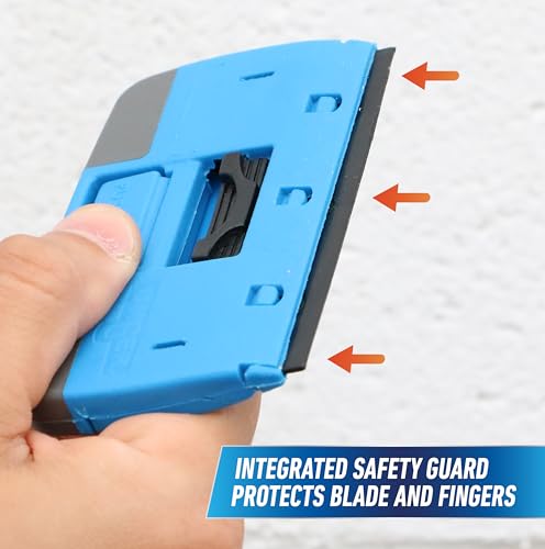 Unger Professional Compact 4” Window and Glass Scraper, Reversible Razor Blade Tool with Retractable Safety Guard, Use for Residue, Stickers, Glue, and Paint on Smooth Surfaces - Image 4