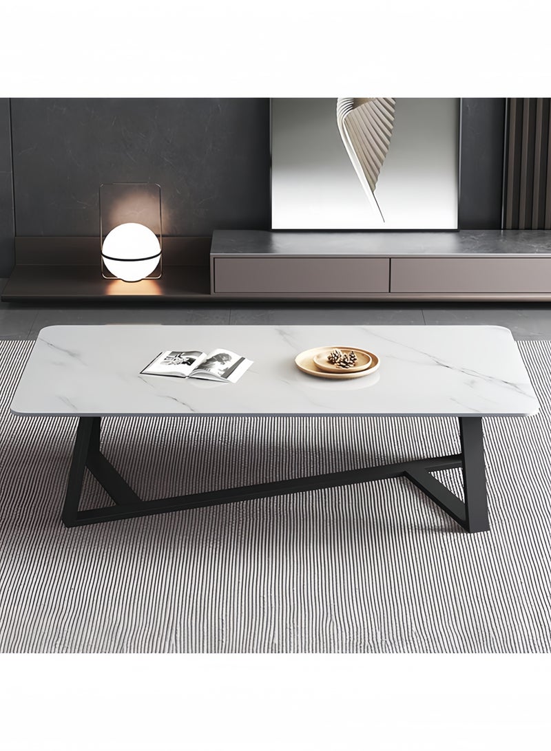 جيجيرو طاولة قهوة، طاولة تخزين كبيرة السعة، طاولة غرفة معيشة بسيطة، طاولة شاي حديثة، وحدة صغيرة، غرفة معيشة مربعة، تصميم طاولة شاي صغيرة بسيطة (رخام أبيض تقليد) - Image 1