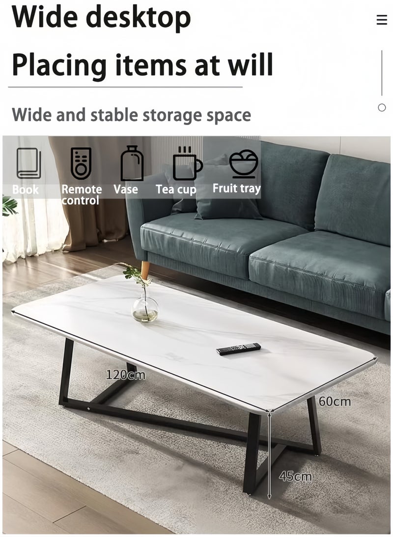 جيجيرو طاولة قهوة، طاولة تخزين كبيرة السعة، طاولة غرفة معيشة بسيطة، طاولة شاي حديثة، وحدة صغيرة، غرفة معيشة مربعة، تصميم طاولة شاي صغيرة بسيطة (رخام أبيض تقليد) - Image 4