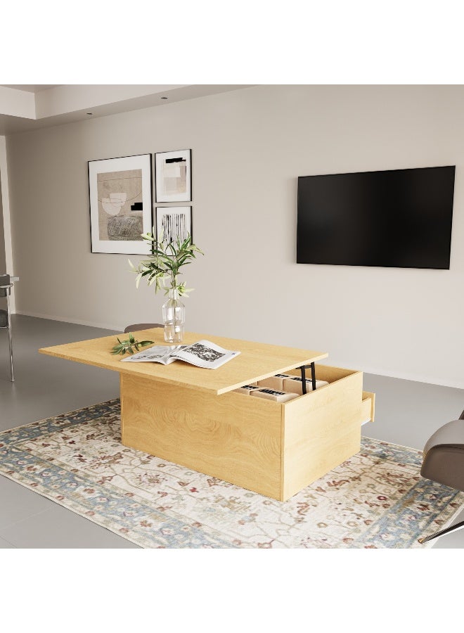Home Box Lift Top Oak Coffee Table for Living Room - Image 4