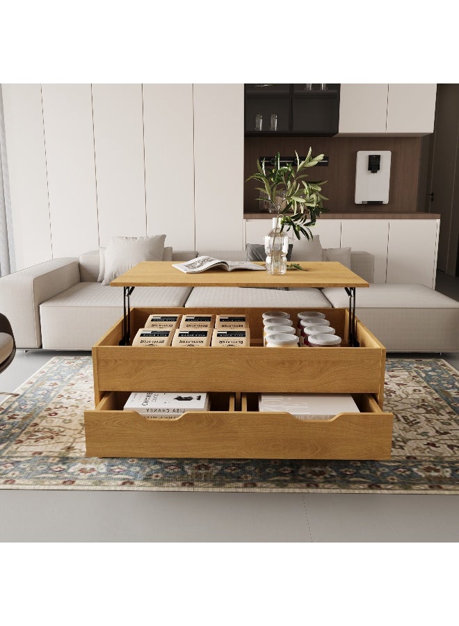 Home Box Lift Top Oak Coffee Table for Living Room - Image 3
