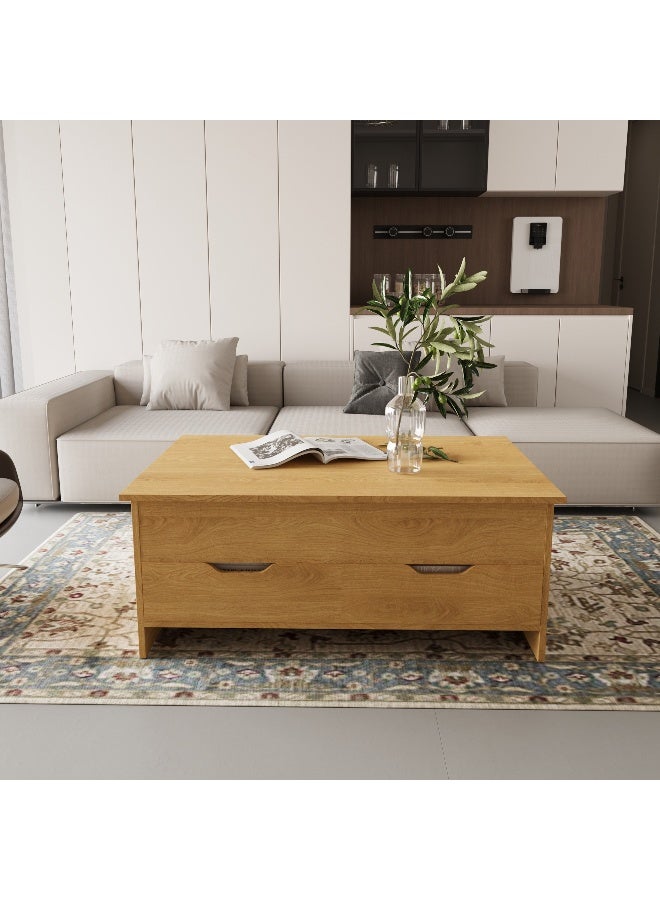 Home Box Lift Top Oak Coffee Table for Living Room - Image 5