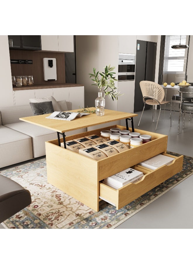 Home Box Lift Top Oak Coffee Table for Living Room - Image 2