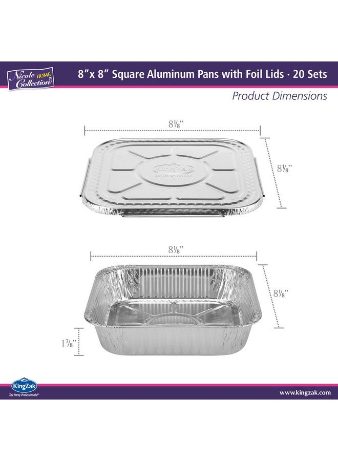 Nicole Home Collection 8x8 Aluminum Pans With Lids (20 Pack) 8 Inch Foil Pans With Covers - Cake Pans - Aluminum Square Pans With Lids - Disposable Food container - great For Cake Baking, Cooking, Freezing, Prepping Food - Image 4