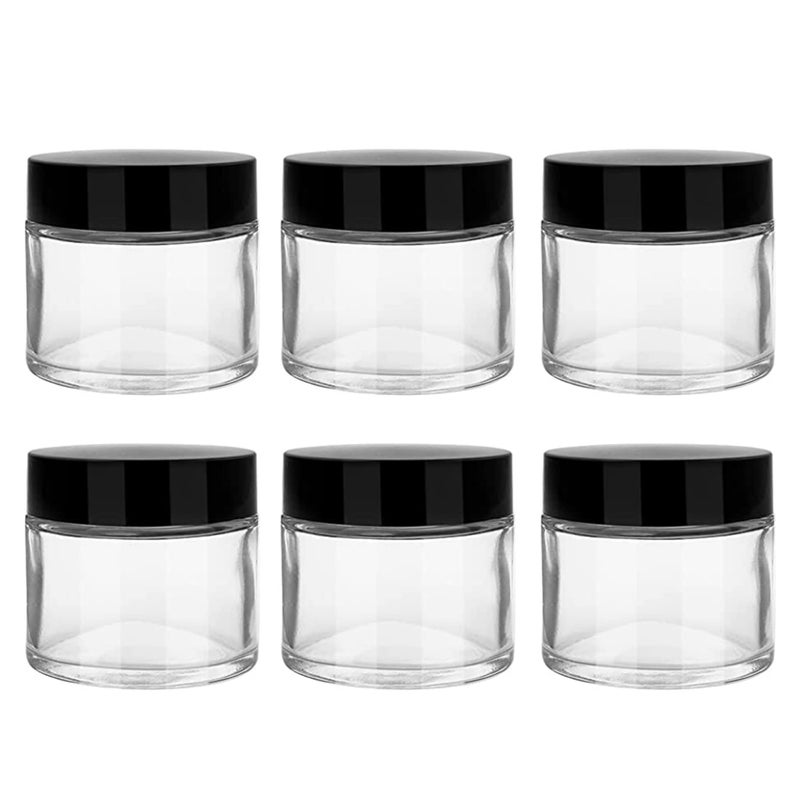 Devinez Multipurpose (Pack of 6) Round Clear Glass Cosmetic Jars,30gm with Inner Liners and Black Lids, Travel Jars, Refillable for Makeup, Cream, Lotion, Sugar Scrubs, Eye Shadow Paint, Jewelry - Image 3