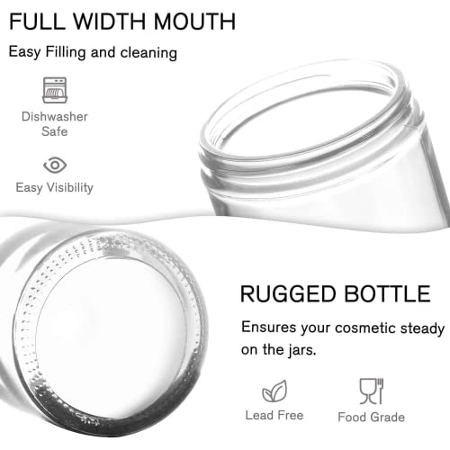 Devinez Multipurpose (Pack of 6) Round Clear Glass Cosmetic Jars,30gm with Inner Liners and Black Lids, Travel Jars, Refillable for Makeup, Cream, Lotion, Sugar Scrubs, Eye Shadow Paint, Jewelry - Image 2