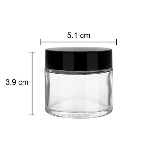 Devinez Multipurpose (Pack of 6) Round Clear Glass Cosmetic Jars,30gm with Inner Liners and Black Lids, Travel Jars, Refillable for Makeup, Cream, Lotion, Sugar Scrubs, Eye Shadow Paint, Jewelry - Image 4