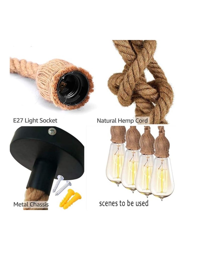 DBAILY Vintage Hanging Lamp Rope, 2 Pieces Retro Rope Chandelier Good Quality E27 Industrial Pendant Light for Living Room Dining Room Balcony Café Outdoor (Without Bulb)  - Image 3