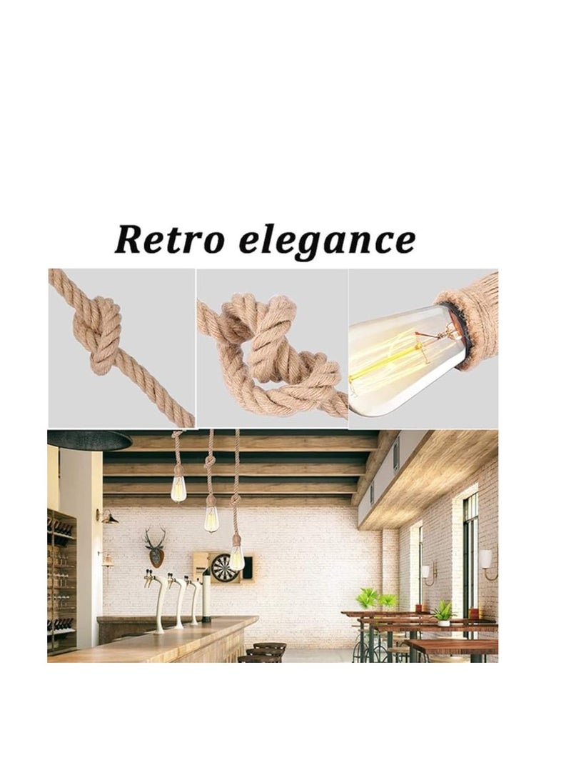 DBAILY Vintage Hanging Lamp Rope, 2 Pieces Retro Rope Chandelier Good Quality E27 Industrial Pendant Light for Living Room Dining Room Balcony Café Outdoor (Without Bulb)  - Image 4
