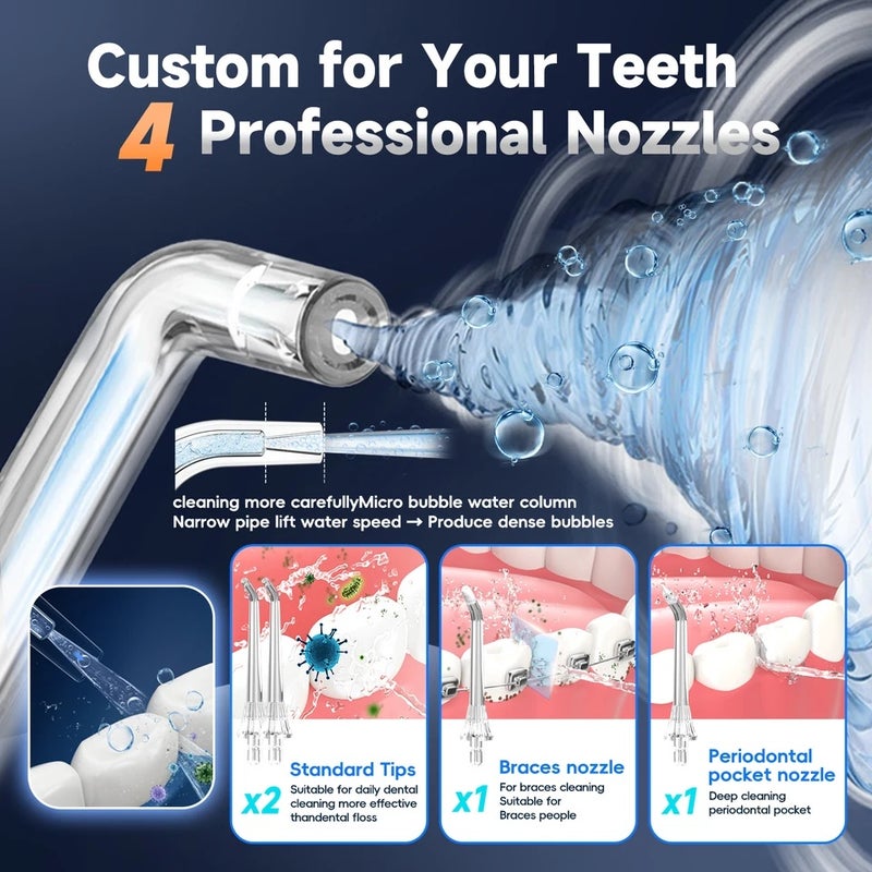 Mornwell Cordless Water Flosser With 4 Jet Tips 4 Modes 260ML Portable Rechargeable Oral Water Floss IPX7 Waterproof for Gums Care - Image 5