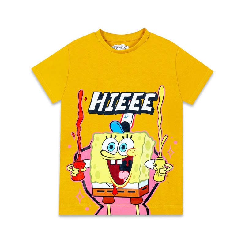 Nickelodeon Sponge Bob Hieee Kids Boy's Short Sleeve T-Shirt - Image 2