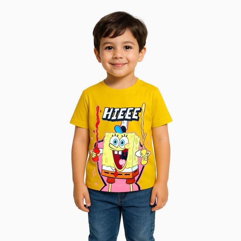 Nickelodeon Sponge Bob Hieee Kids Boy's Short Sleeve T-Shirt - Image 1