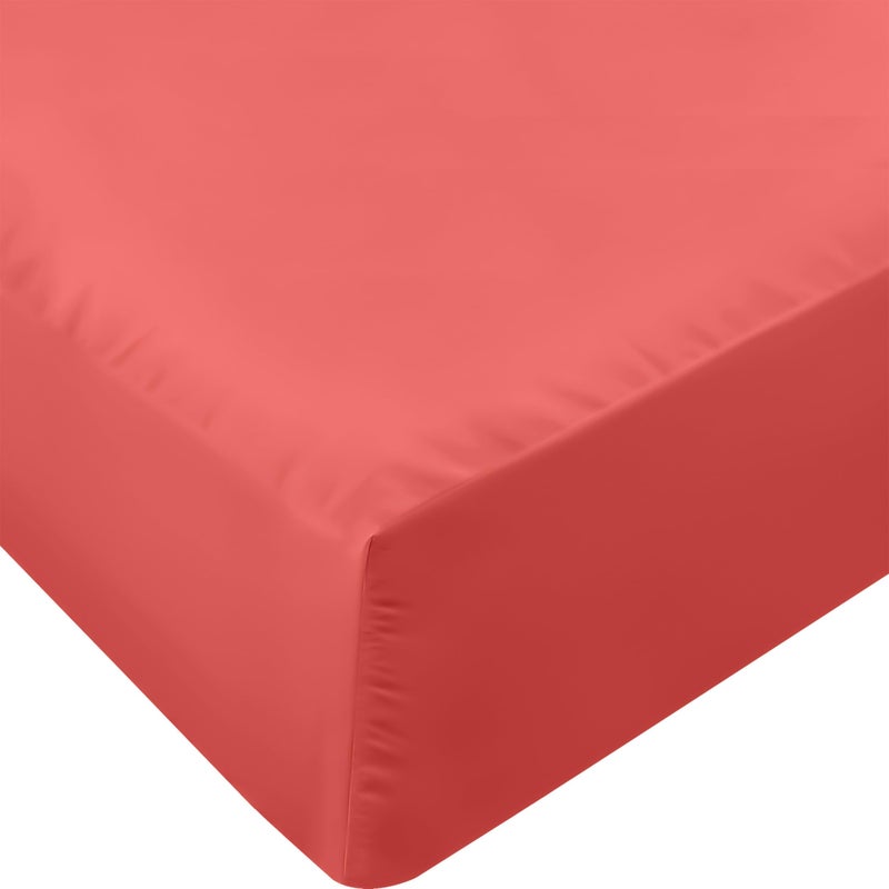 Utopia Bedding Queen Fitted Sheet Bottom Sheet Deep Pocket Soft Microfiber Shrinkage and Fade Resistant Easy Care 1 Fitted Sheet Only Coral