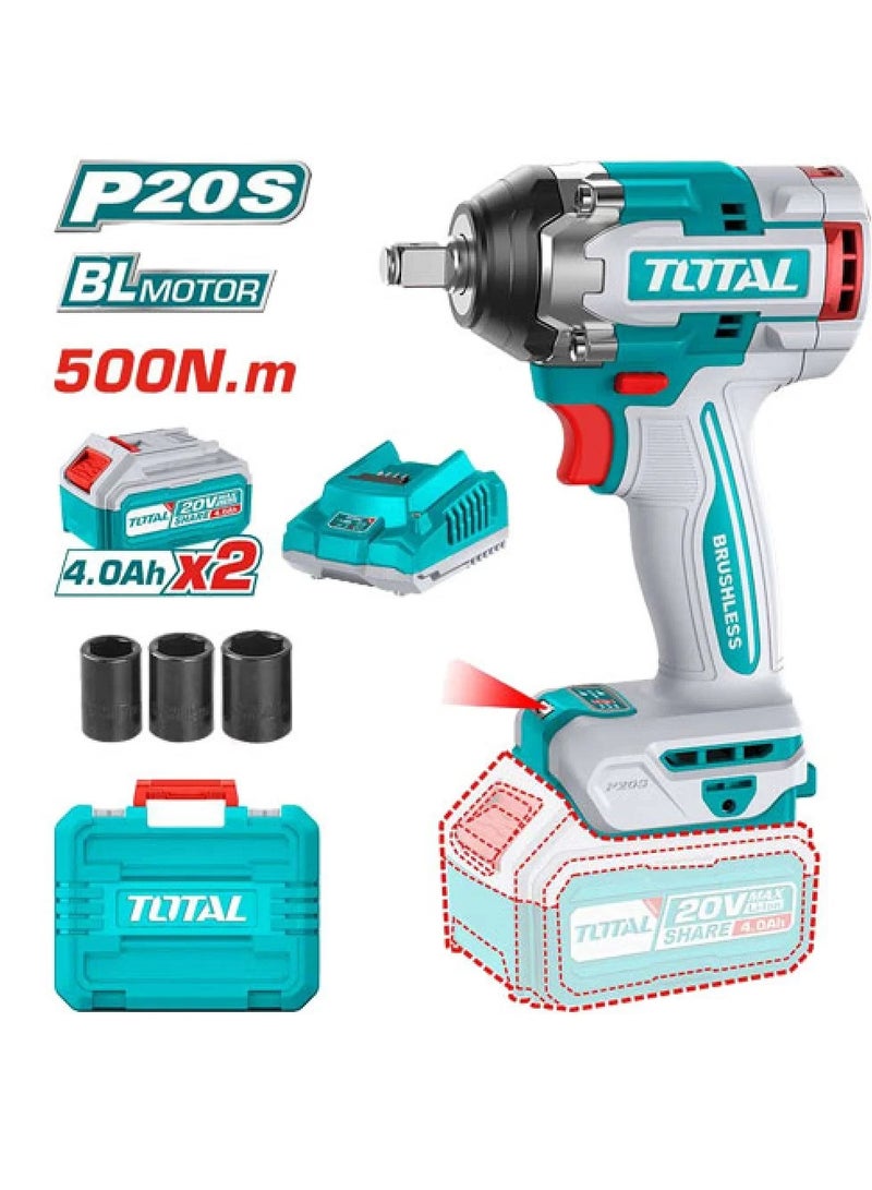 TOTAL Drill, 1/2 inch battery, 500 Newton, 2 battery, 4 MP - TIWLI2050 - Total