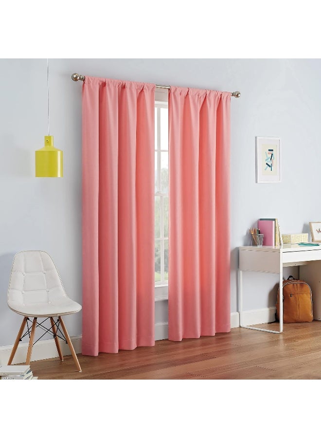ECLIPSE Kendall Modern Blackout Thermal Rod Pocket Window Curtain for Bedroom or Living Room 1 Panel 42 X 63 Coral - Image 3