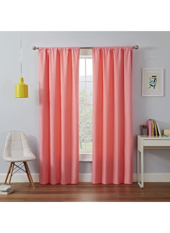 ECLIPSE Kendall Modern Blackout Thermal Rod Pocket Window Curtain for Bedroom or Living Room 1 Panel 42 X 63 Coral - Image 5