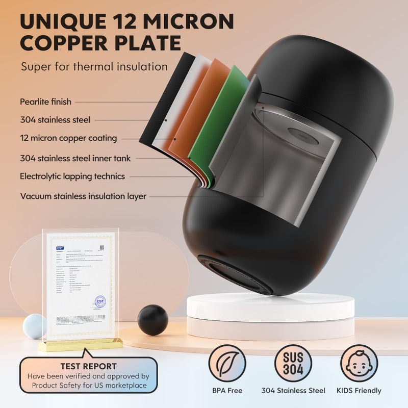 DaCool Adults Food Thermo for Hot Food 24 oz Insulated Food Jar Insulated Lunch Container Vacuum Stainless Steel Soup Thermo for Women Man Leakproof for Office Picnic Travel Outdoors, Black - Image 4