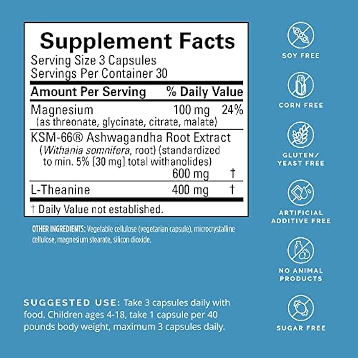 BRAINMD Dr Amen Calm My Brain - 90 Vegan Capsules - Fast-Acting Formula with Magnesium, Ashwagandha & L-Theanine - 30 Servings - Image 2