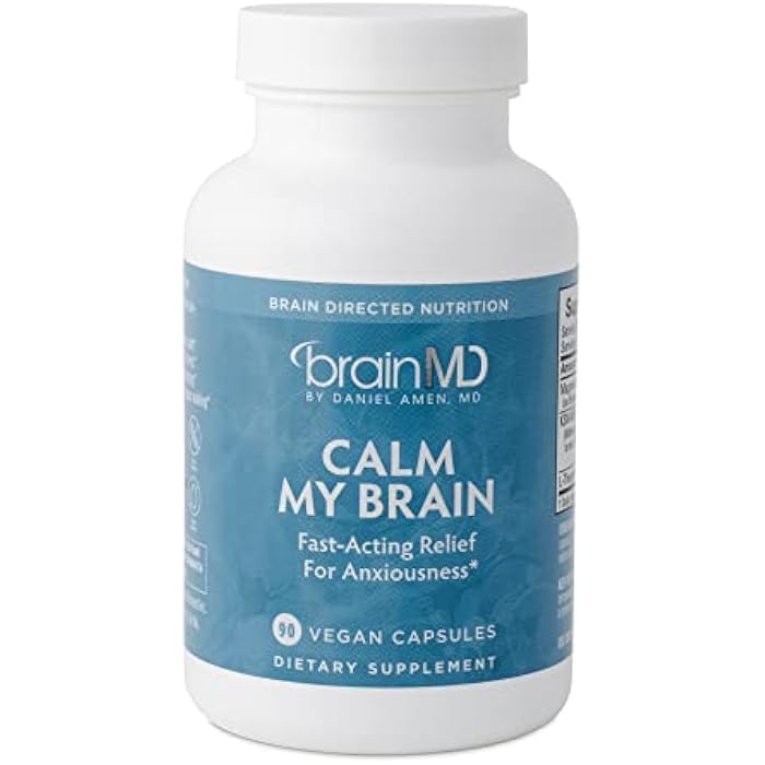 BRAINMD Dr Amen Calm My Brain - 90 Vegan Capsules - Fast-Acting Formula with Magnesium, Ashwagandha & L-Theanine - 30 Servings - Image 1