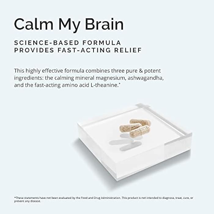 BRAINMD Dr Amen Calm My Brain - 90 Vegan Capsules - Fast-Acting Formula with Magnesium, Ashwagandha & L-Theanine - 30 Servings - Image 3