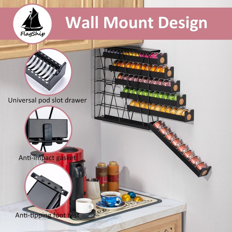 Flagship 6-Tier Vertuo Pod Holder for Nespresso - 60+ Capsule Max Capacity Metal Rack, Ultra-Efficient Corner Storage Space Saving Design - Image 4