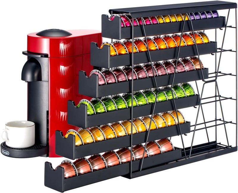 Flagship 6-Tier Vertuo Pod Holder for Nespresso - 60+ Capsule Max Capacity Metal Rack, Ultra-Efficient Corner Storage Space Saving Design - Image 1