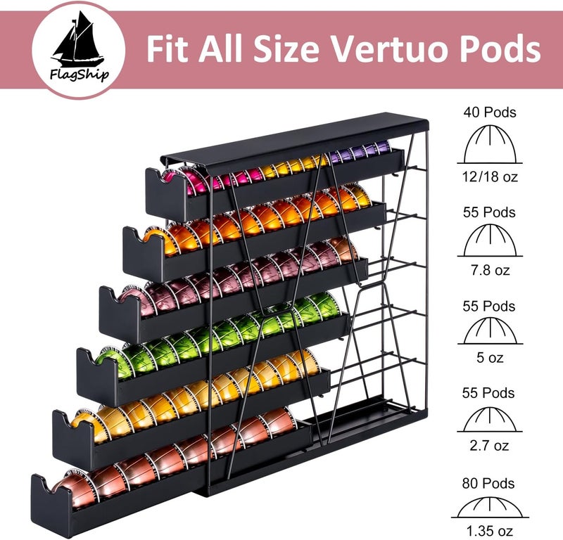 Flagship 6-Tier Vertuo Pod Holder for Nespresso - 60+ Capsule Max Capacity Metal Rack, Ultra-Efficient Corner Storage Space Saving Design - Image 3