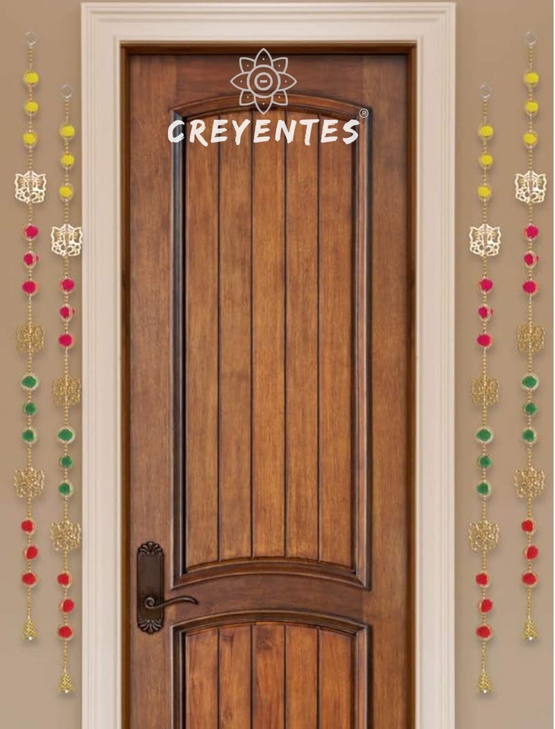CREYENTES Handmade Door Side Hangings Ganesh Latkan, Pack of 4 Strings Wall Decoration, Wall Hanging for Main Entrance, Temple Decoration Pooja Room, Diwali .(Ring_Ganesh_LATKAN-2) (RING_GANESH _LATKAN-2) - Image 5