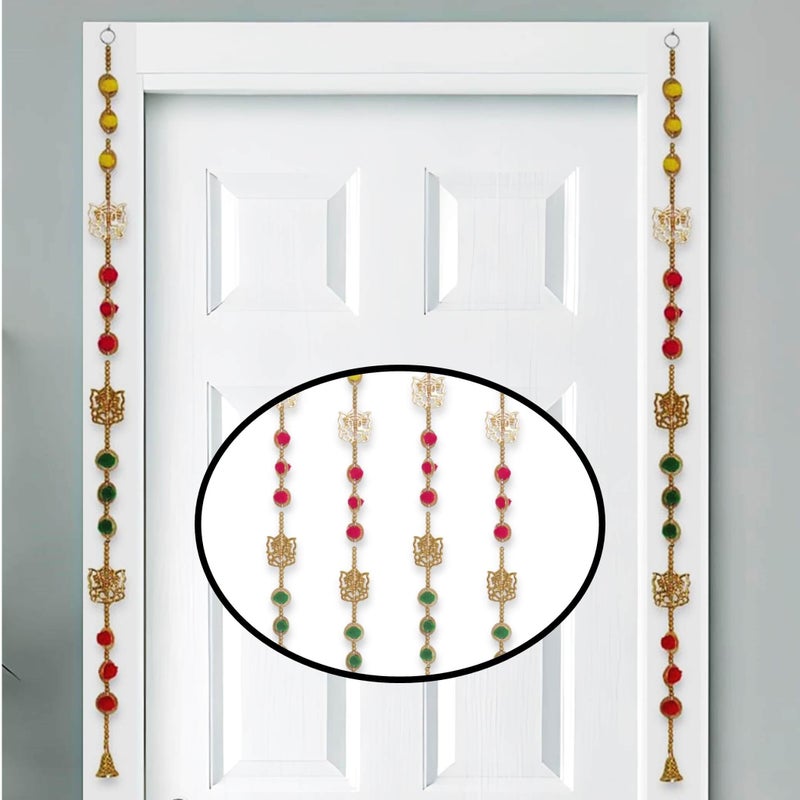 CREYENTES Handmade Door Side Hangings Ganesh Latkan, Pack of 4 Strings Wall Decoration, Wall Hanging for Main Entrance, Temple Decoration Pooja Room, Diwali .(Ring_Ganesh_LATKAN-2) (RING_GANESH _LATKAN-2) - Image 4