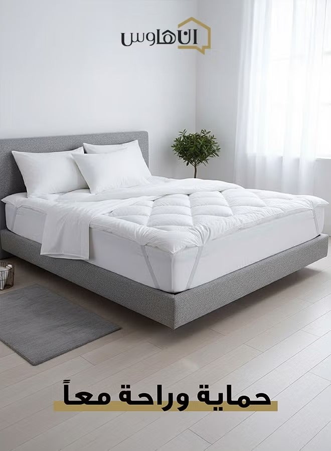 إن - هاوس بكج التوفير | لباد مرتبة ارتفاع 5 سم مع 2 مخده فندقية قياس 75x50 سم - أبيض - Image 3