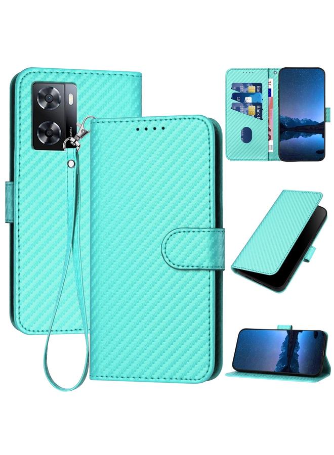 اس-توب جراب هاتف من الجلد بمشبك من ألياف الكربون مع حبل لهاتف OPPO A57 4G/A57e 4G/A57s 4G/A77 4G YX0070 - Image 1