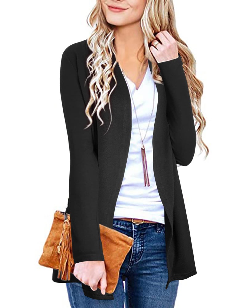 ULTRANICE Cardigan Sweaters Womens Fall Fashion 2024 Lightweight Long Sleeve Casual Business Outfits Clothing Knit Tops Clothes Summer Winter Work Trendy Dressy Cover Up Gray Grey Pocket - Image 1