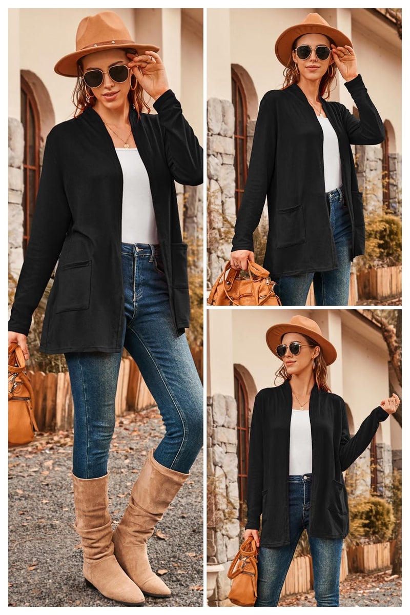 ULTRANICE Cardigan Sweaters Womens Fall Fashion 2024 Lightweight Long Sleeve Casual Business Outfits Clothing Knit Tops Clothes Summer Winter Work Trendy Dressy Cover Up Gray Grey Pocket - Image 4