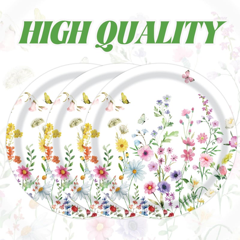 KFJBPB 50PCS Wildflower Party Paper Plates 7 Inch, Disposable Floral Cake Dessert Plates for Spring Summer Picnic Wedding Baby Shower Birthday Tea Party Decorations (Wildflower) - Image 4