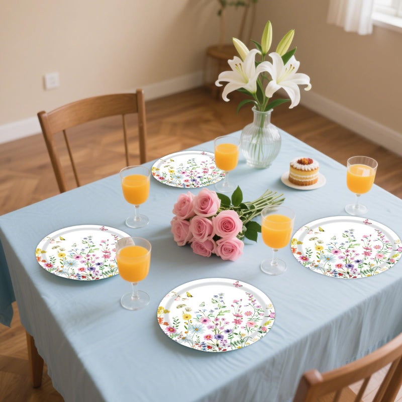 KFJBPB 50PCS Wildflower Party Paper Plates 7 Inch, Disposable Floral Cake Dessert Plates for Spring Summer Picnic Wedding Baby Shower Birthday Tea Party Decorations (Wildflower) - Image 5