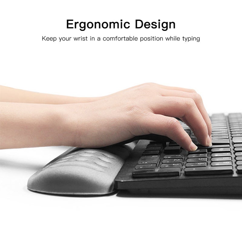 Keyboard Wrist Rest Pad Soft Memory Foam Hand Rest Support Comfortable Ergonomic Design Support Anti-Slip Rubber Base Easy Typing Gaming Mice Wrist Pain Relief for Office Computer Laptop - Image 2