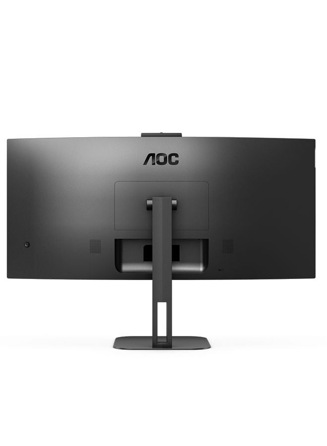 اي او سي شاشة منحنية بدون إطار مقاس 34 بوصة CU34V5CW/BK VA 100 هرتز UWQHD منفذ عرض HDMI USB C 2MP كاميرا ويب Windows Hello 5 وات وحامل قابل لضبط الارتفاع - Image 4