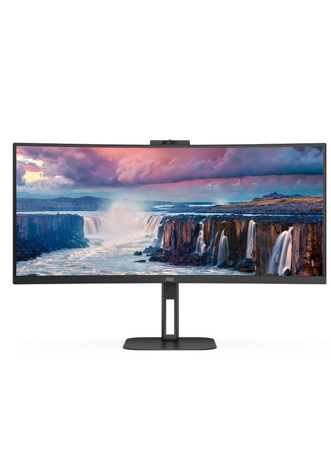 اي او سي شاشة منحنية بدون إطار مقاس 34 بوصة CU34V5CW/BK VA 100 هرتز UWQHD منفذ عرض HDMI USB C 2MP كاميرا ويب Windows Hello 5 وات وحامل قابل لضبط الارتفاع - Image 1