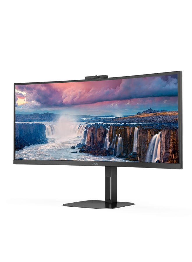 اي او سي شاشة منحنية بدون إطار مقاس 34 بوصة CU34V5CW/BK VA 100 هرتز UWQHD منفذ عرض HDMI USB C 2MP كاميرا ويب Windows Hello 5 وات وحامل قابل لضبط الارتفاع - Image 2