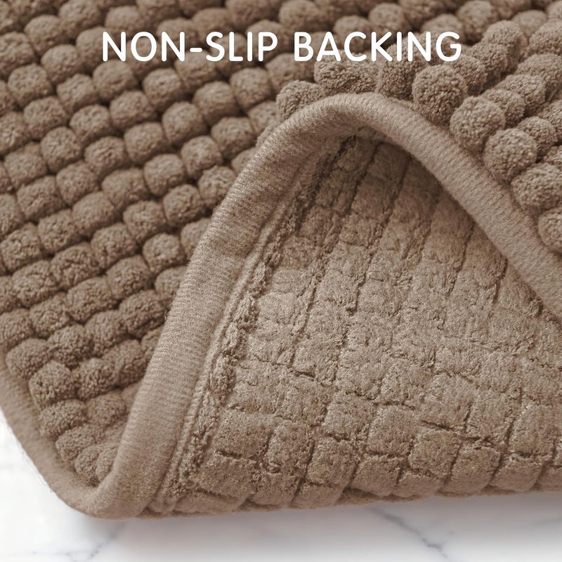 subrtex Bathroom Rugs, 20" x 32" Chenille Bath Rug Soft Short Plush Bath Mat Soft Shower Mat Water Absorbent Shower Mat Quick Dry Machine Washable, Taupe Brown - Image 5