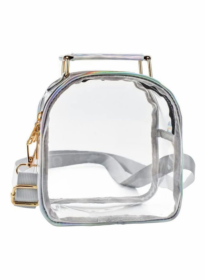SYOSI Clear Pencil Bag Transparent Crossbody Messenger Shoulder Make up Cosmetic Toiletries Pouch Exam Pen Case PVC Fashion Pocket Zipper Travel Luggage for Men Women - Image 1