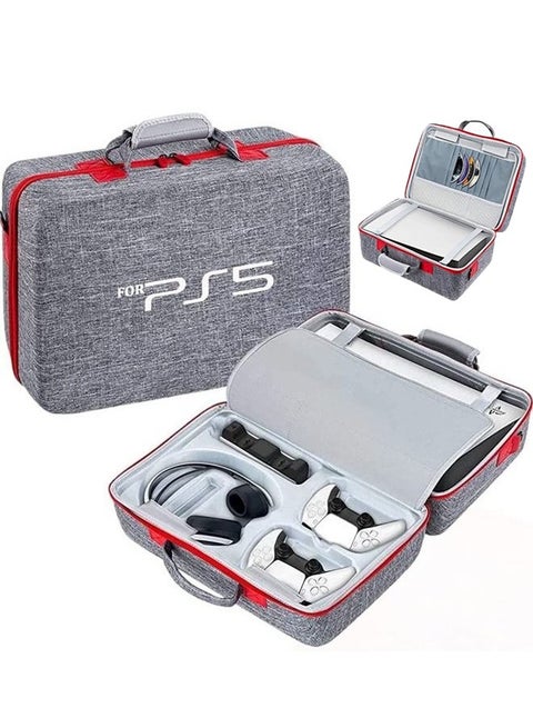 Travel Case for PS5 Console, Storage Bag for PS5 Controller, PS5 Console, Gaming Headset, and Gaming Accessories (Grey)
