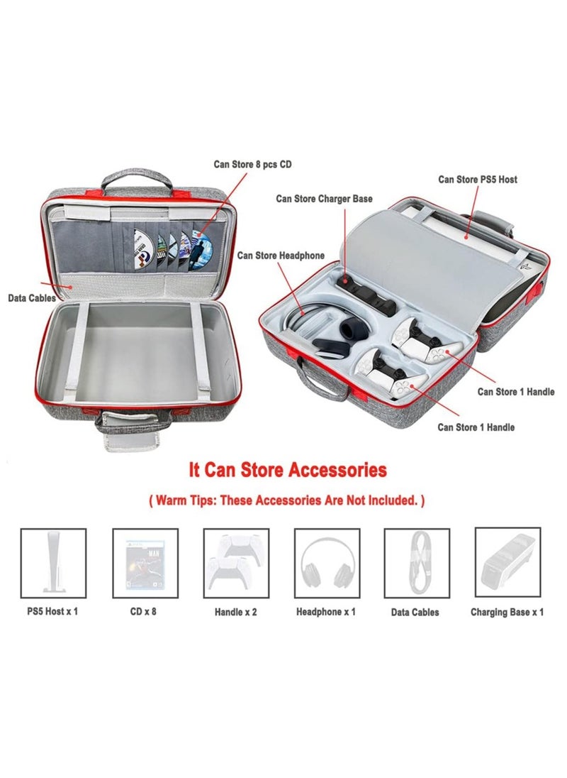 Yakiter - Travel Case for PS5 Console, Storage Bag for PS5 Controller, PS5 Console, Gaming Headset, and Gaming Accessories (Grey) - Image 1