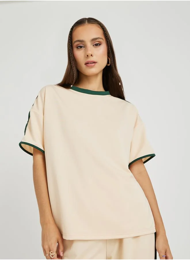 تايك تو Take Two Side Striped Short Sleeve T-Shirt and Pants Co-Ords