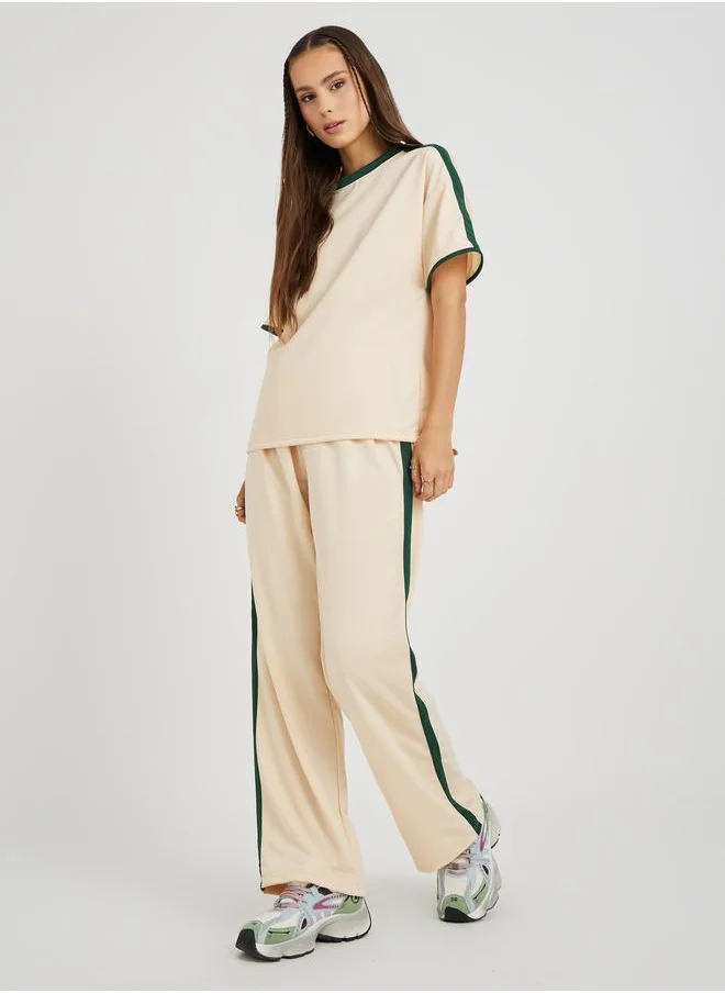 تايك تو Take Two Side Striped Short Sleeve T-Shirt and Pants Co-Ords