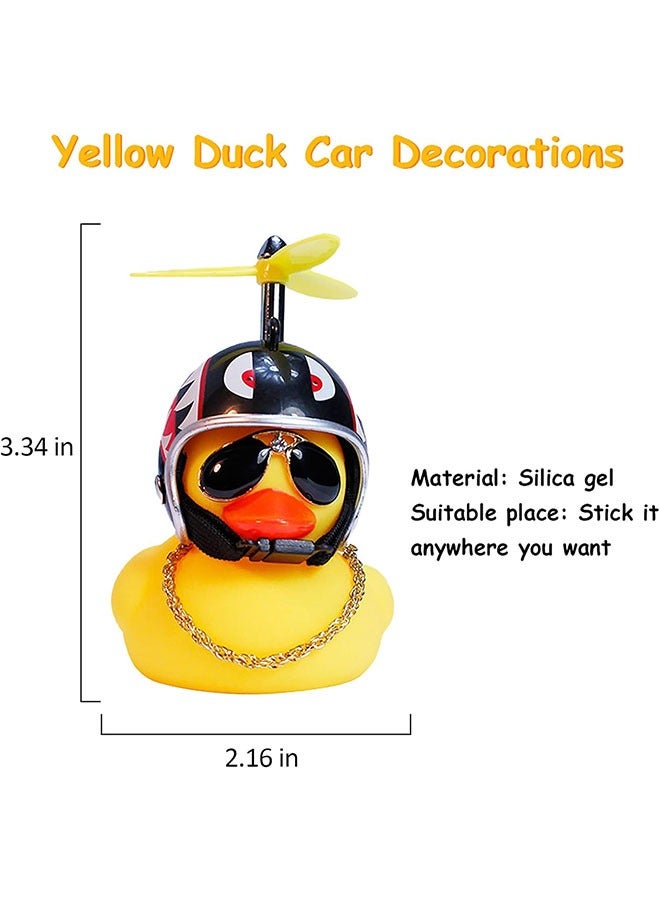 Generic 2-Piece Yellow Duck Toy Car Dashboard Decorations with Propeller Helmet (Shark Bee)  - Image 3